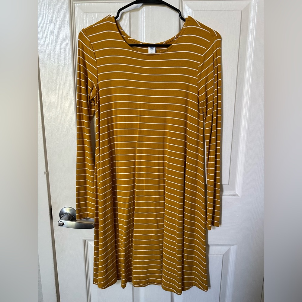 Mustard stripe long sleeve dress